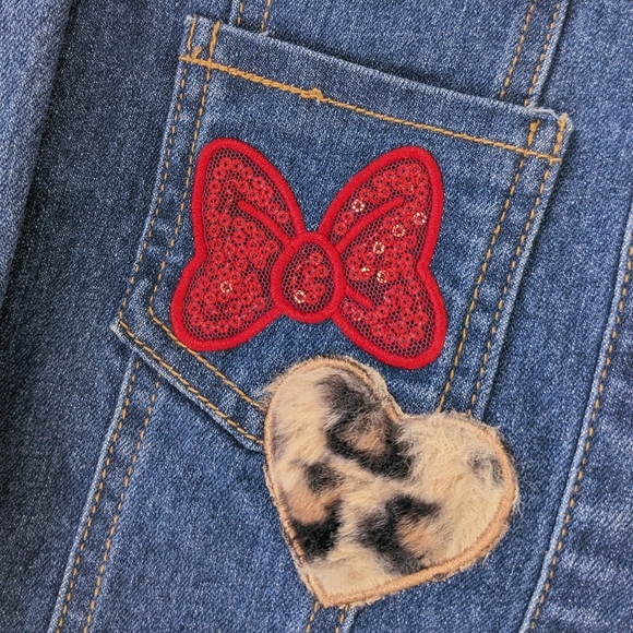 Disney Junior Girls Denim Jacket with Leopard Print Collar - Picture 4 of 11